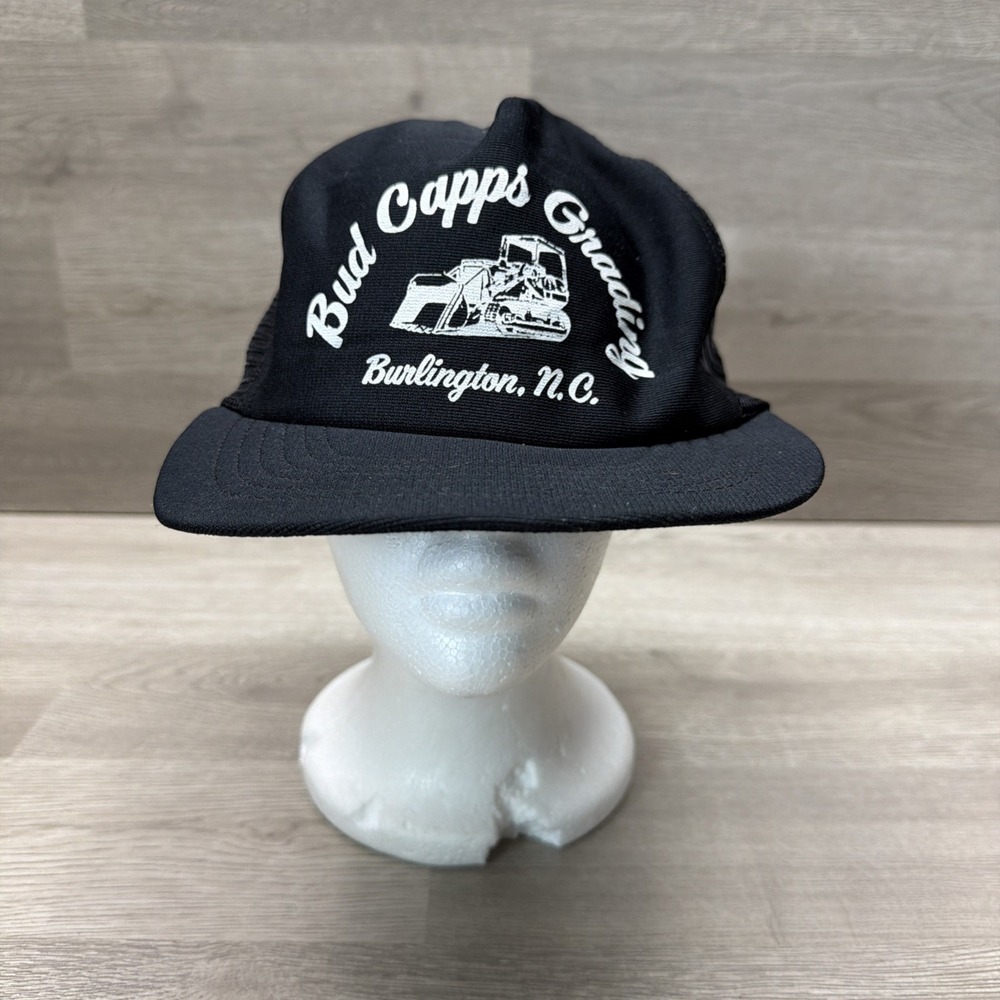 Vintage VTG Bud Capps Grading Burlington, NC Trucker Mesh Back Cap USA Made OSFA